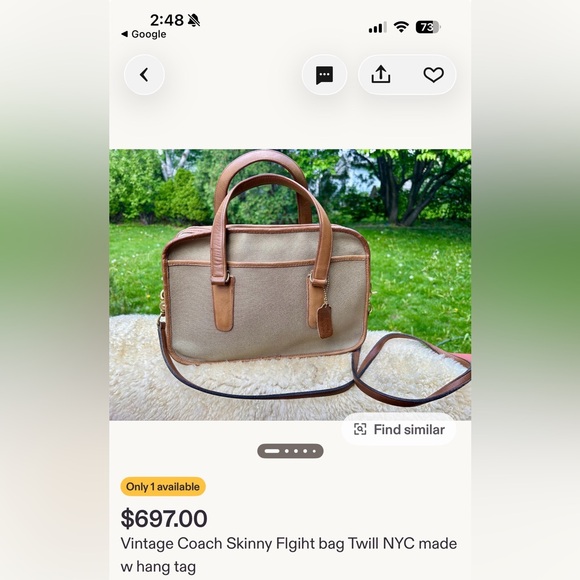 COACH RARE Vintage Coach Skinny Flight Satchel Twill NYC with Hang Tag - Picture 15 of 15